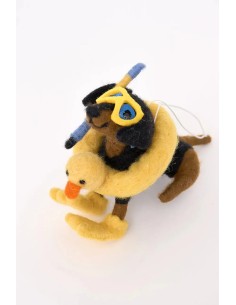 Colgante Navideño de fieltro Perro con flotador 2