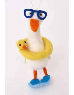 Colgante Navideño de fieltro Ganso con flotador 2