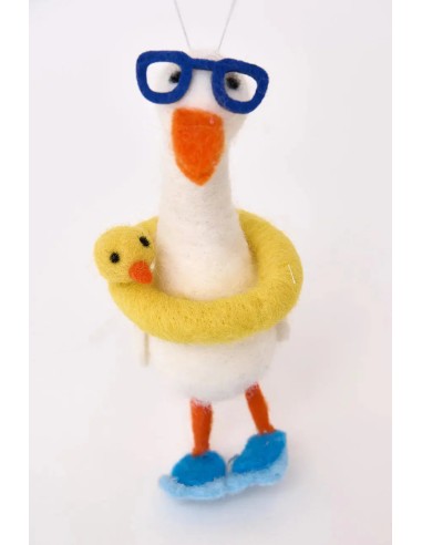 Colgante Navideño de fieltro Ganso con flotador