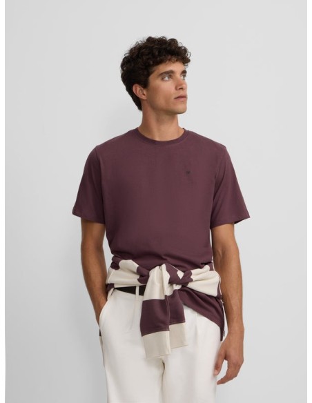 Camiseta silbon minilogo burdeos