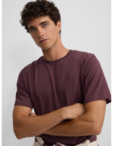 Camiseta silbon minilogo burdeos