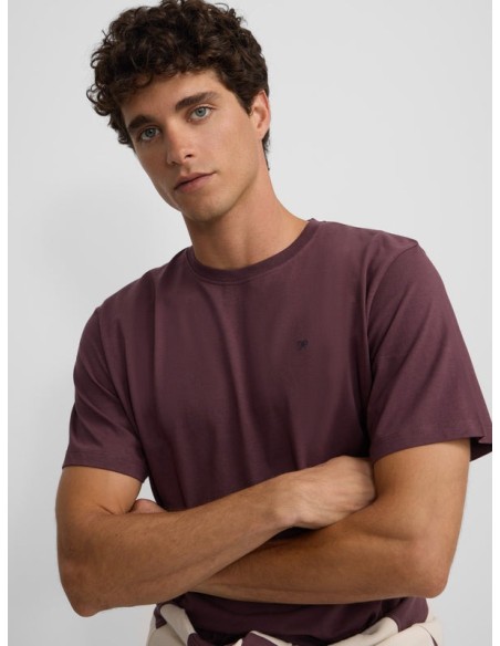 Camiseta silbon minilogo burdeos