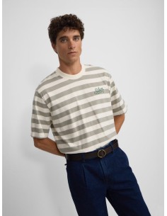 Camiseta special fit rayas verde crema 2