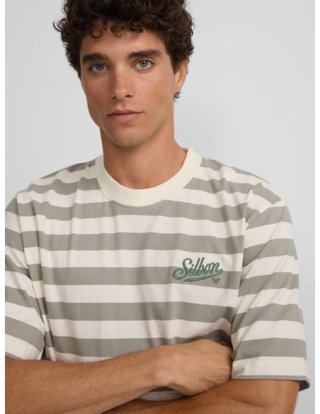 Camiseta special fit rayas verde crema