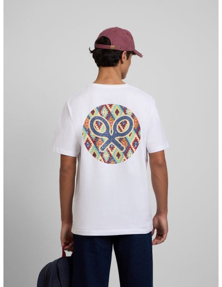 Camiseta circulo etnico multicolor blanca