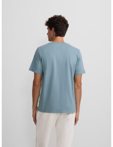 Camiseta silbon minilogo azul indigo