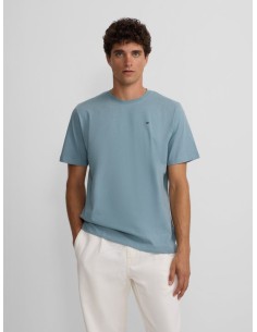 Camiseta silbon minilogo azul indigo