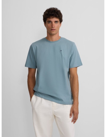 Camiseta silbon minilogo azul indigo