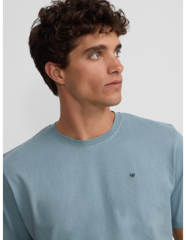 Camiseta silbon minilogo azul indigo