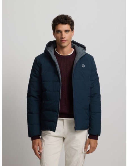 Abrigo tecnico reversible capucha gris marino