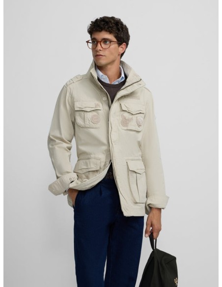 Chaqueta militar parches dye Beige
