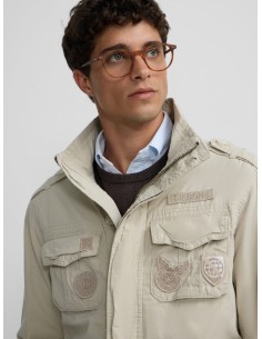 Chaqueta militar parches dye Beige 2