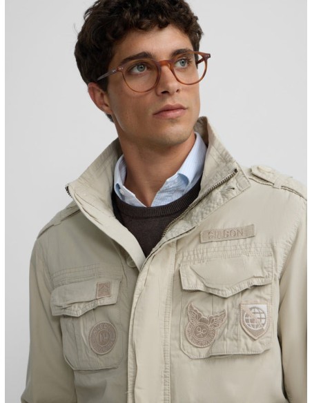 Chaqueta militar parches dye Beige
