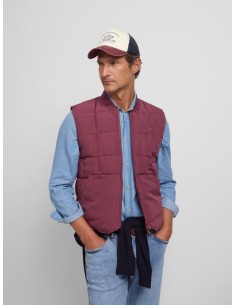 Chaleco tecnico cuadros burdeos