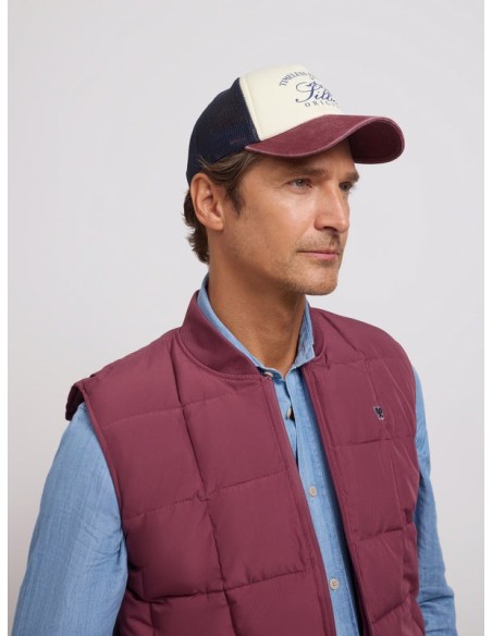 Chaleco tecnico cuadros burdeos