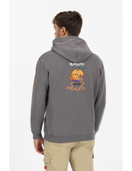 SUDADERA CAPUCHA ESTAMPADO TRIPLE LOGO NARANJITO CARBÓN