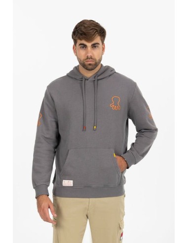 SUDADERA CAPUCHA ESTAMPADO TRIPLE LOGO NARANJITO CARBÓN