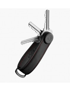 Key Organiser Crazy Horse Leather Obsidian Black/Red