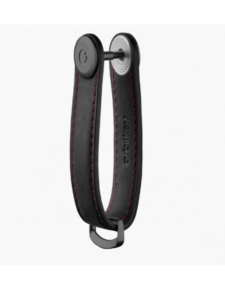 Key Organiser Crazy Horse Leather Obsidian Black/Red